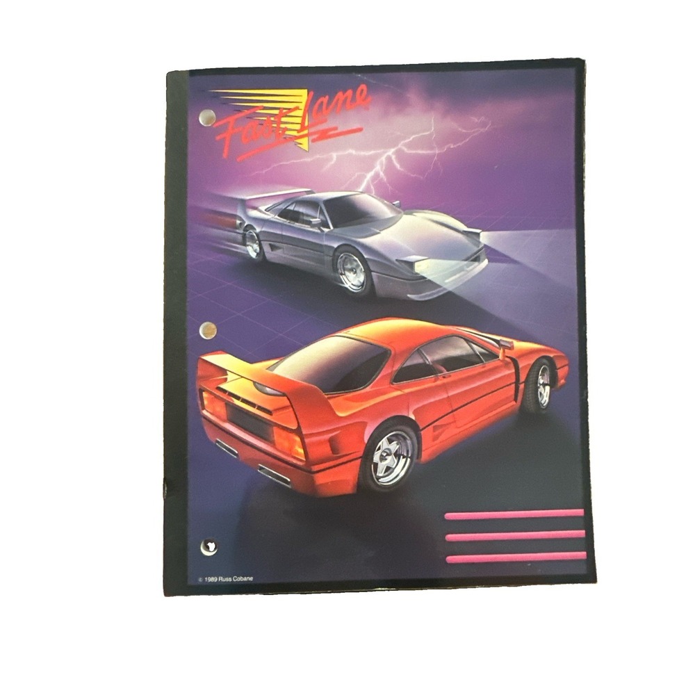 Mead‎ 1989 Russ Cobane Notebook FAST LANE 3 Hole Vintage 2 Cars Unused